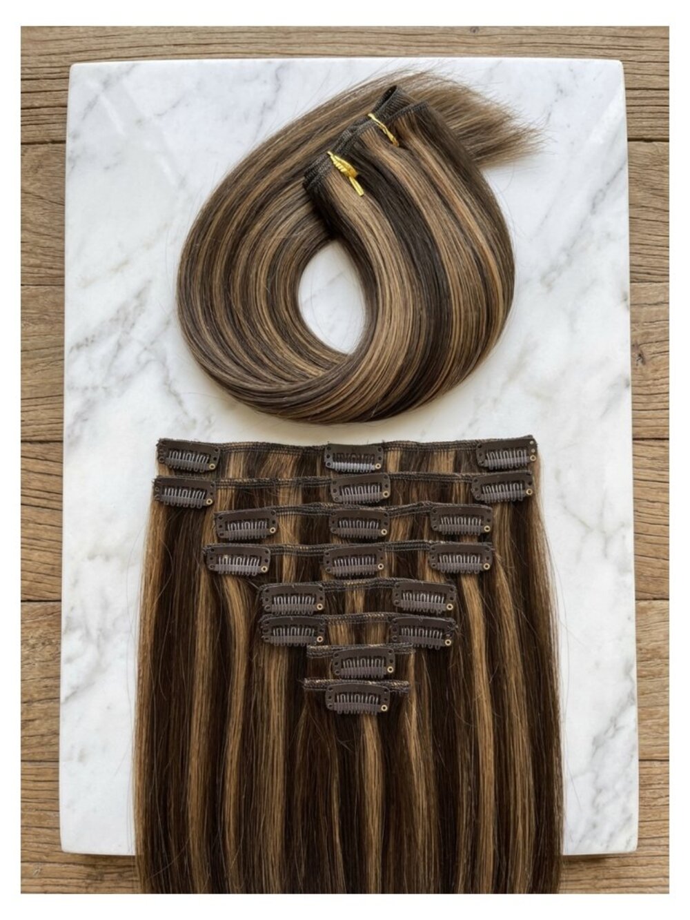 100% Brazilian Remy Human Hair Clip In Extensions 16in Double Weft 8pc